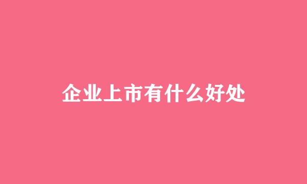 企业上市有什么好处