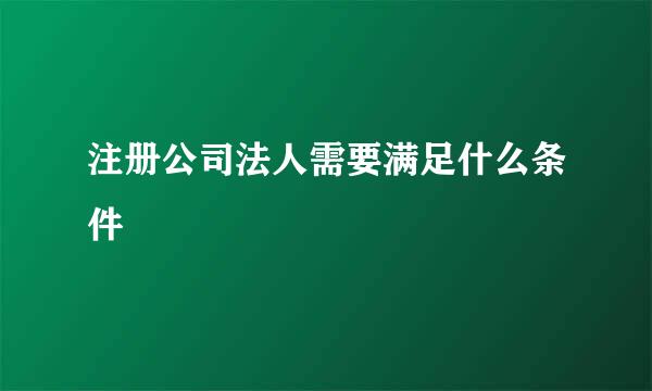 注册公司法人需要满足什么条件