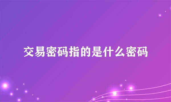 交易密码指的是什么密码