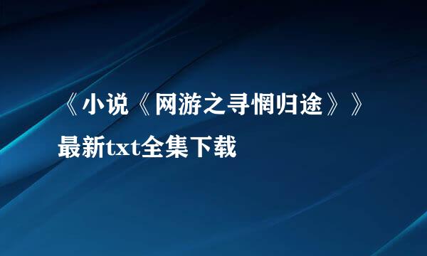 《小说《网游之寻惘归途》》最新txt全集下载