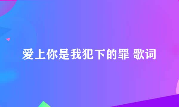 爱上你是我犯下的罪 歌词