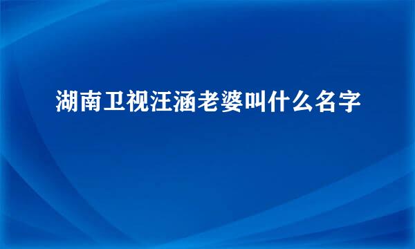 湖南卫视汪涵老婆叫什么名字