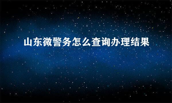 山东微警务怎么查询办理结果