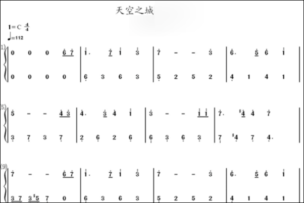 天空之城、小提琴谱