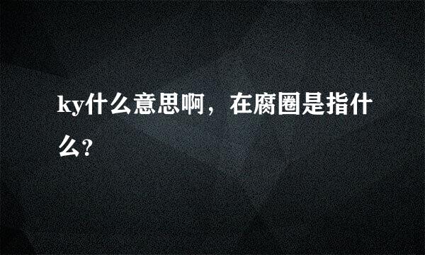 ky什么意思啊，在腐圈是指什么？