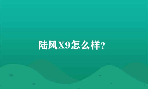 陆风X9怎么样？