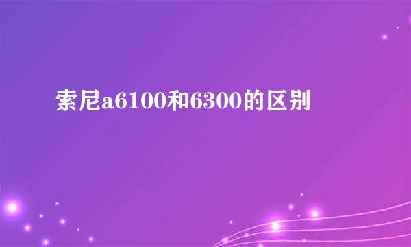 索尼a6100和6300的区别