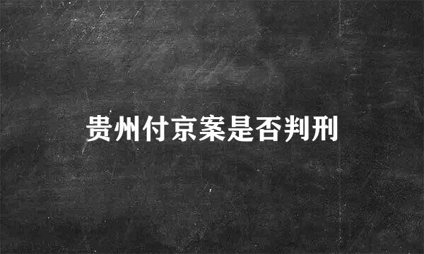 贵州付京案是否判刑