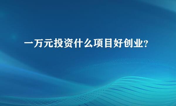 一万元投资什么项目好创业？