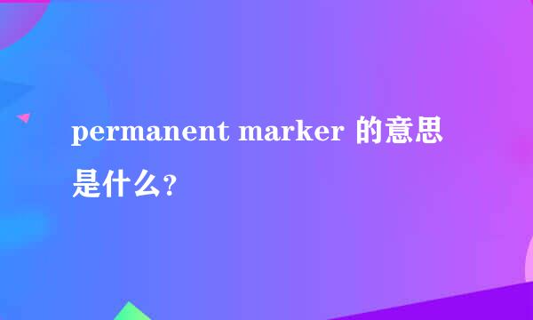 permanent marker 的意思是什么？