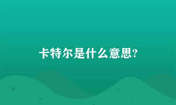 卡特尔是什么意思?