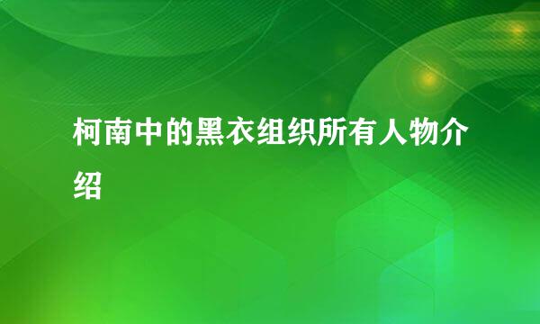 柯南中的黑衣组织所有人物介绍