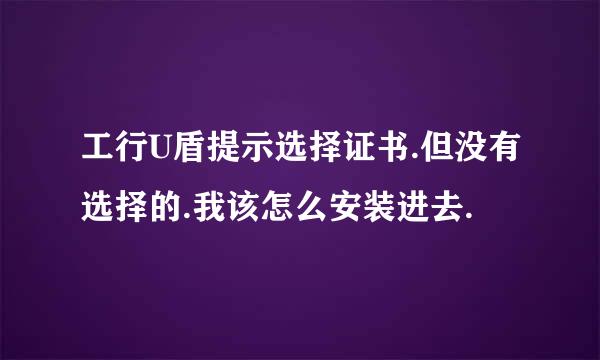 工行U盾提示选择证书.但没有选择的.我该怎么安装进去.