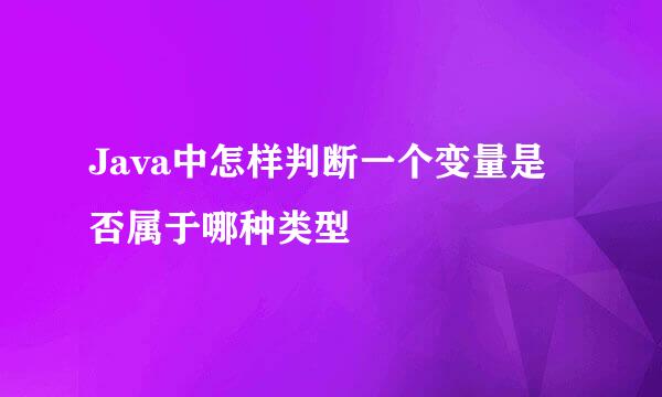 Java中怎样判断一个变量是否属于哪种类型