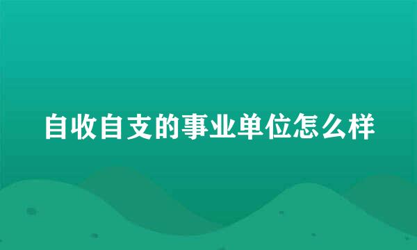 自收自支的事业单位怎么样