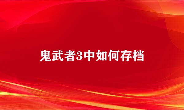 鬼武者3中如何存档