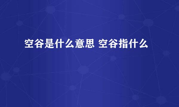 空谷是什么意思 空谷指什么