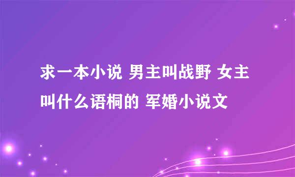 求一本小说 男主叫战野 女主叫什么语桐的 军婚小说文