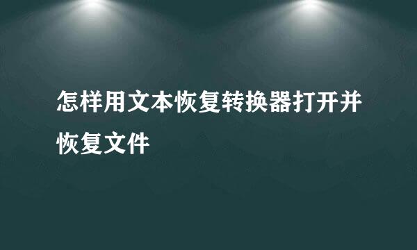 怎样用文本恢复转换器打开并恢复文件