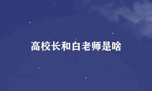 高校长和白老师是啥