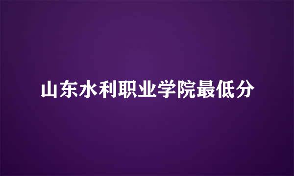 山东水利职业学院最低分