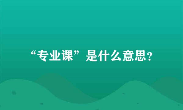 “专业课”是什么意思？