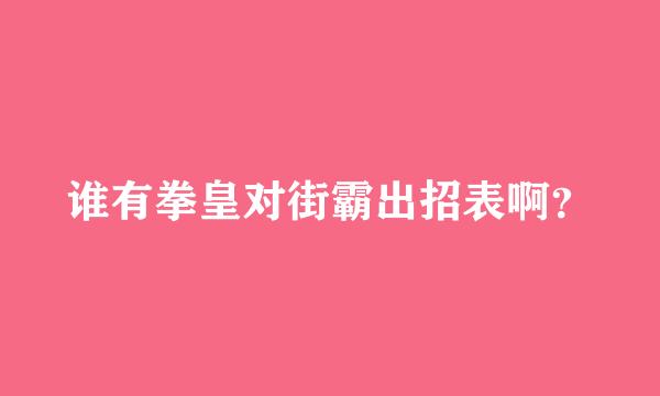 谁有拳皇对街霸出招表啊？