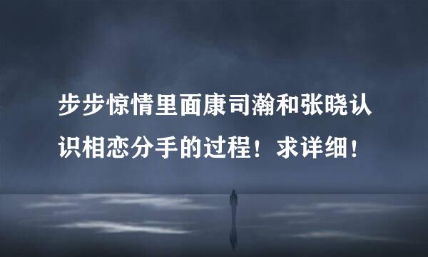 步步惊情里面康司瀚和张晓认识相恋分手的过程！求详细！