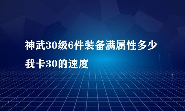 神武30级6件装备满属性多少我卡30的速度