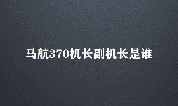 马航370机长副机长是谁