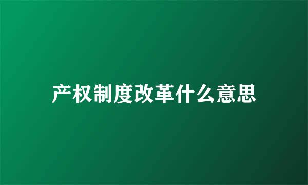 产权制度改革什么意思