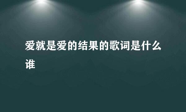 爱就是爱的结果的歌词是什么谁