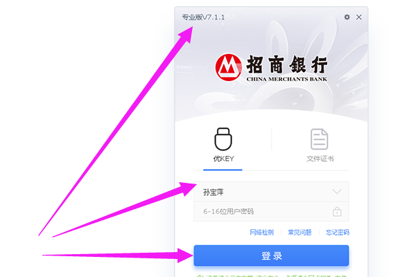 招商银行网银专业版怎么登陆