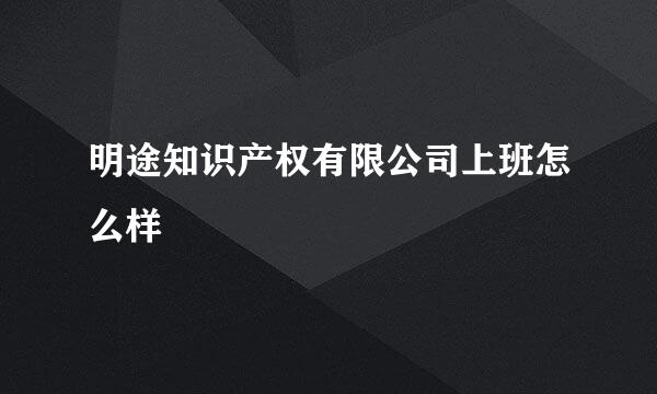 明途知识产权有限公司上班怎么样