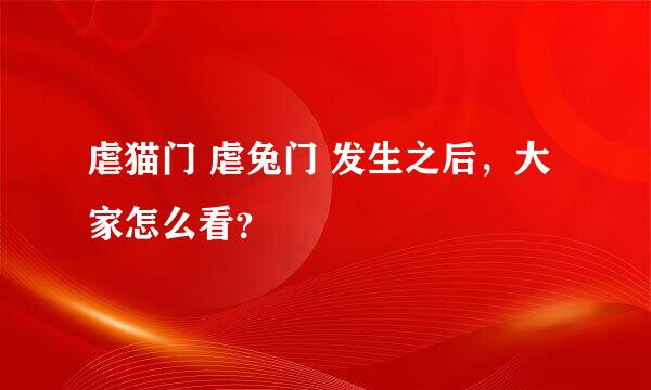 虐猫门 虐兔门 发生之后，大家怎么看？