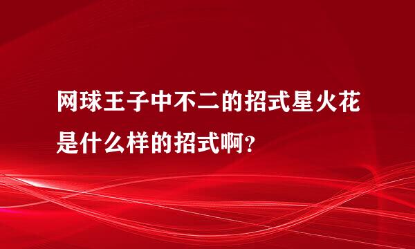 网球王子中不二的招式星火花是什么样的招式啊？