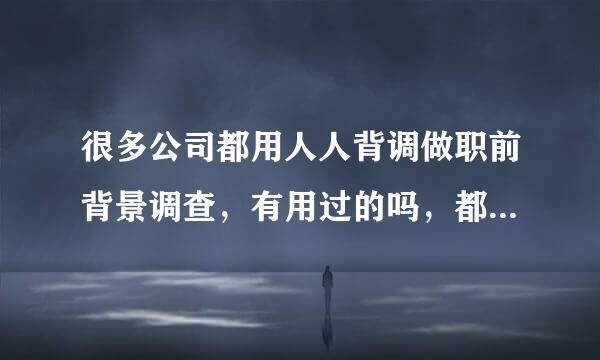 很多公司都用人人背调做职前背景调查，有用过的吗，都能调查出来什么？