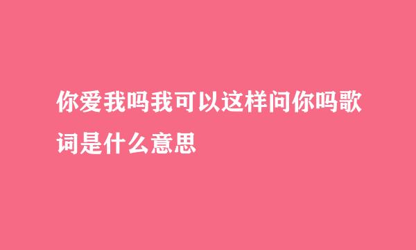 你爱我吗我可以这样问你吗歌词是什么意思