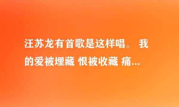 汪苏龙有首歌是这样唱。 我的爱被埋藏 恨被收藏 痛应该原谅 歌名是什么