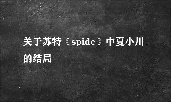 关于苏特《spide》中夏小川的结局