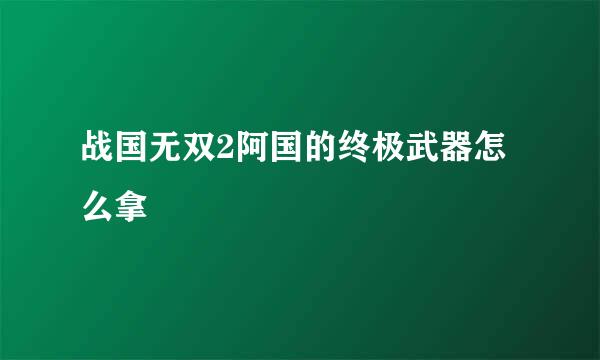 战国无双2阿国的终极武器怎么拿