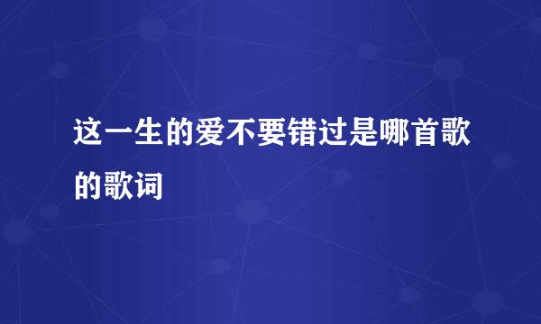 这一生的爱不要错过是哪首歌的歌词