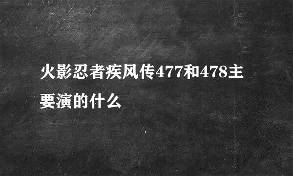 火影忍者疾风传477和478主要演的什么