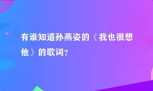 有谁知道孙燕姿的《我也很想他》的歌词？