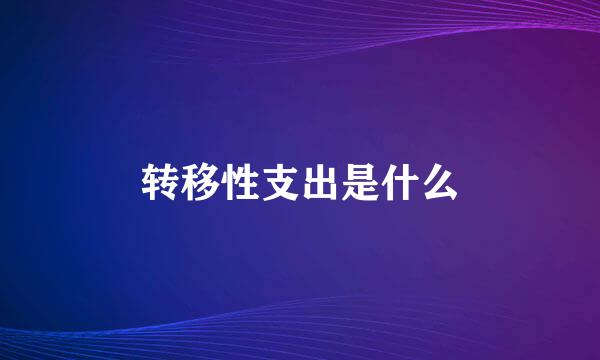 转移性支出是什么