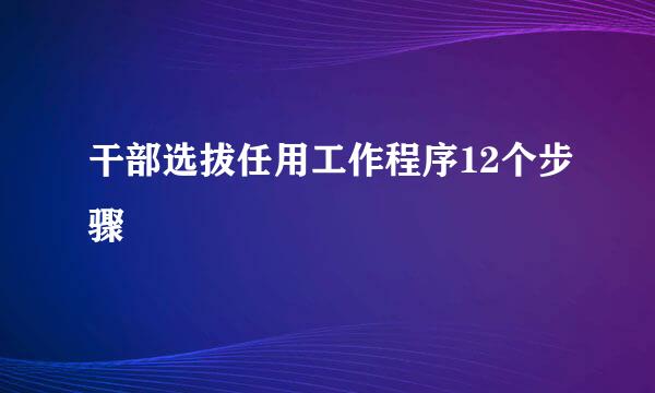 干部选拔任用工作程序12个步骤