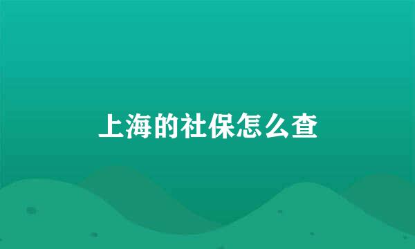 上海的社保怎么查