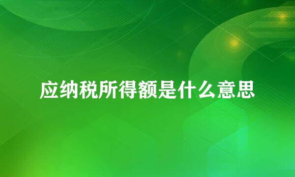 应纳税所得额是什么意思