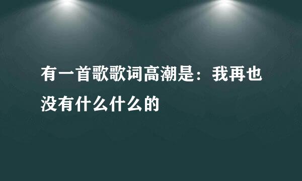 有一首歌歌词高潮是：我再也没有什么什么的