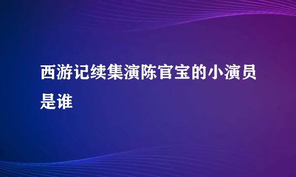 西游记续集演陈官宝的小演员是谁